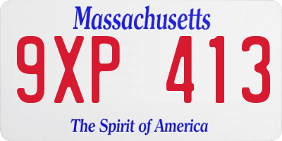 MA license plate 9XP413