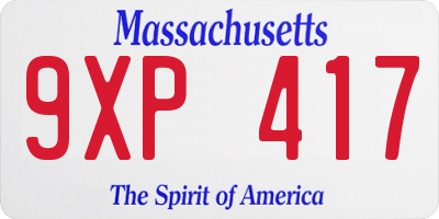 MA license plate 9XP417