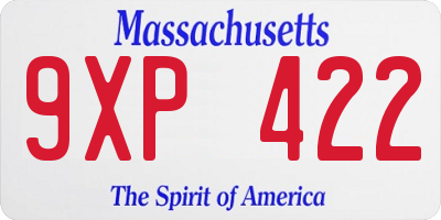 MA license plate 9XP422