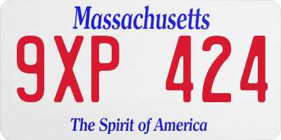 MA license plate 9XP424