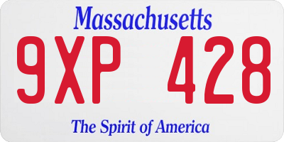 MA license plate 9XP428