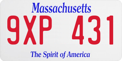 MA license plate 9XP431