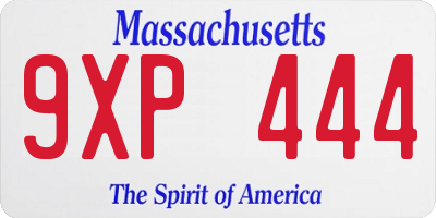 MA license plate 9XP444
