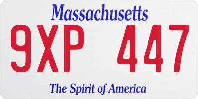 MA license plate 9XP447