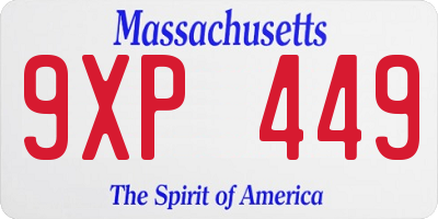 MA license plate 9XP449