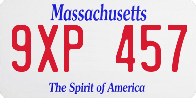 MA license plate 9XP457