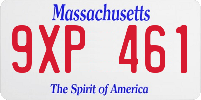 MA license plate 9XP461