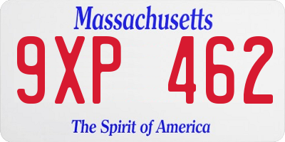 MA license plate 9XP462