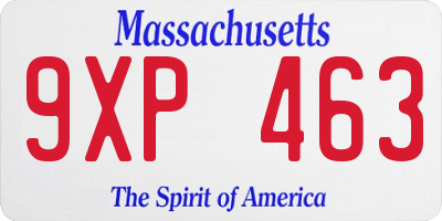 MA license plate 9XP463