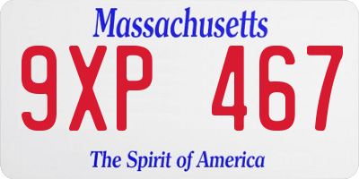 MA license plate 9XP467