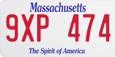 MA license plate 9XP474