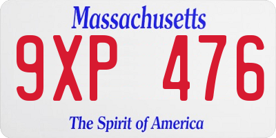 MA license plate 9XP476