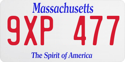 MA license plate 9XP477