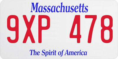MA license plate 9XP478
