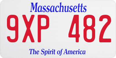 MA license plate 9XP482