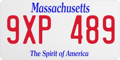 MA license plate 9XP489
