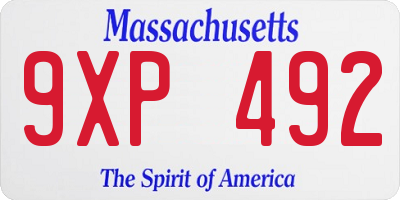 MA license plate 9XP492