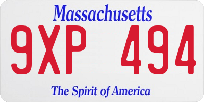 MA license plate 9XP494