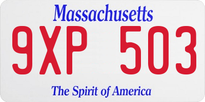 MA license plate 9XP503