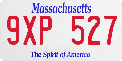 MA license plate 9XP527