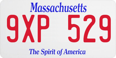 MA license plate 9XP529