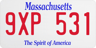 MA license plate 9XP531