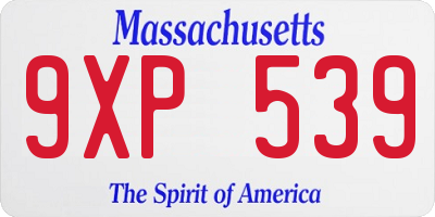MA license plate 9XP539