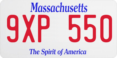 MA license plate 9XP550