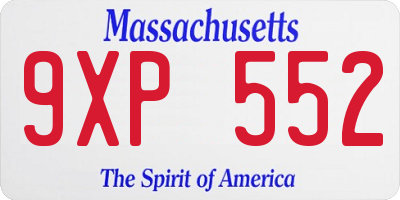 MA license plate 9XP552