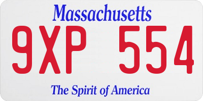 MA license plate 9XP554