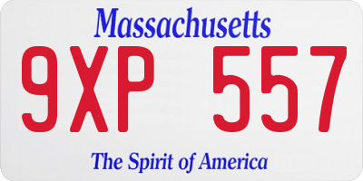 MA license plate 9XP557