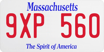 MA license plate 9XP560