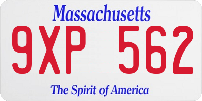 MA license plate 9XP562