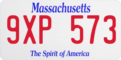 MA license plate 9XP573