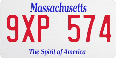 MA license plate 9XP574