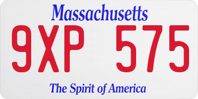 MA license plate 9XP575