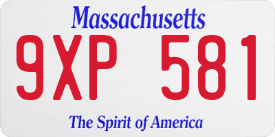 MA license plate 9XP581