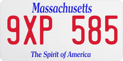 MA license plate 9XP585