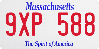 MA license plate 9XP588