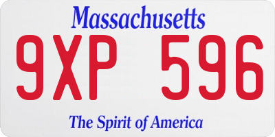 MA license plate 9XP596