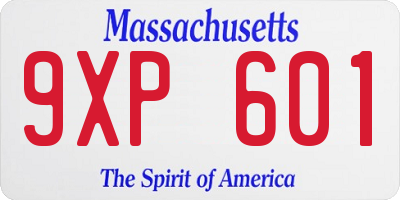 MA license plate 9XP601
