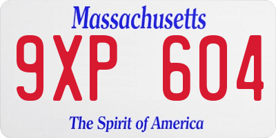 MA license plate 9XP604