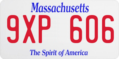 MA license plate 9XP606