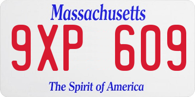 MA license plate 9XP609