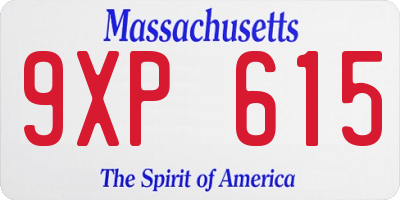 MA license plate 9XP615