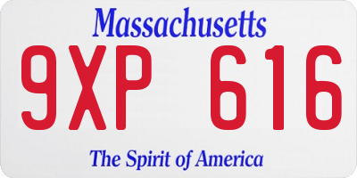 MA license plate 9XP616