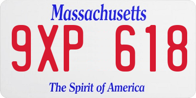 MA license plate 9XP618