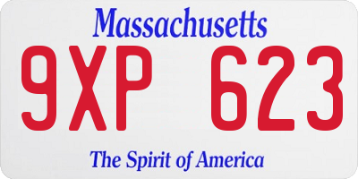 MA license plate 9XP623