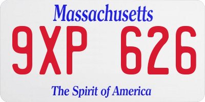 MA license plate 9XP626