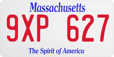 MA license plate 9XP627